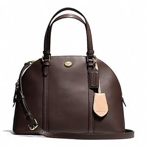Coach Peyton Leather Cora Domed Satchel F25671 Brass/ Mahogany - NWT!